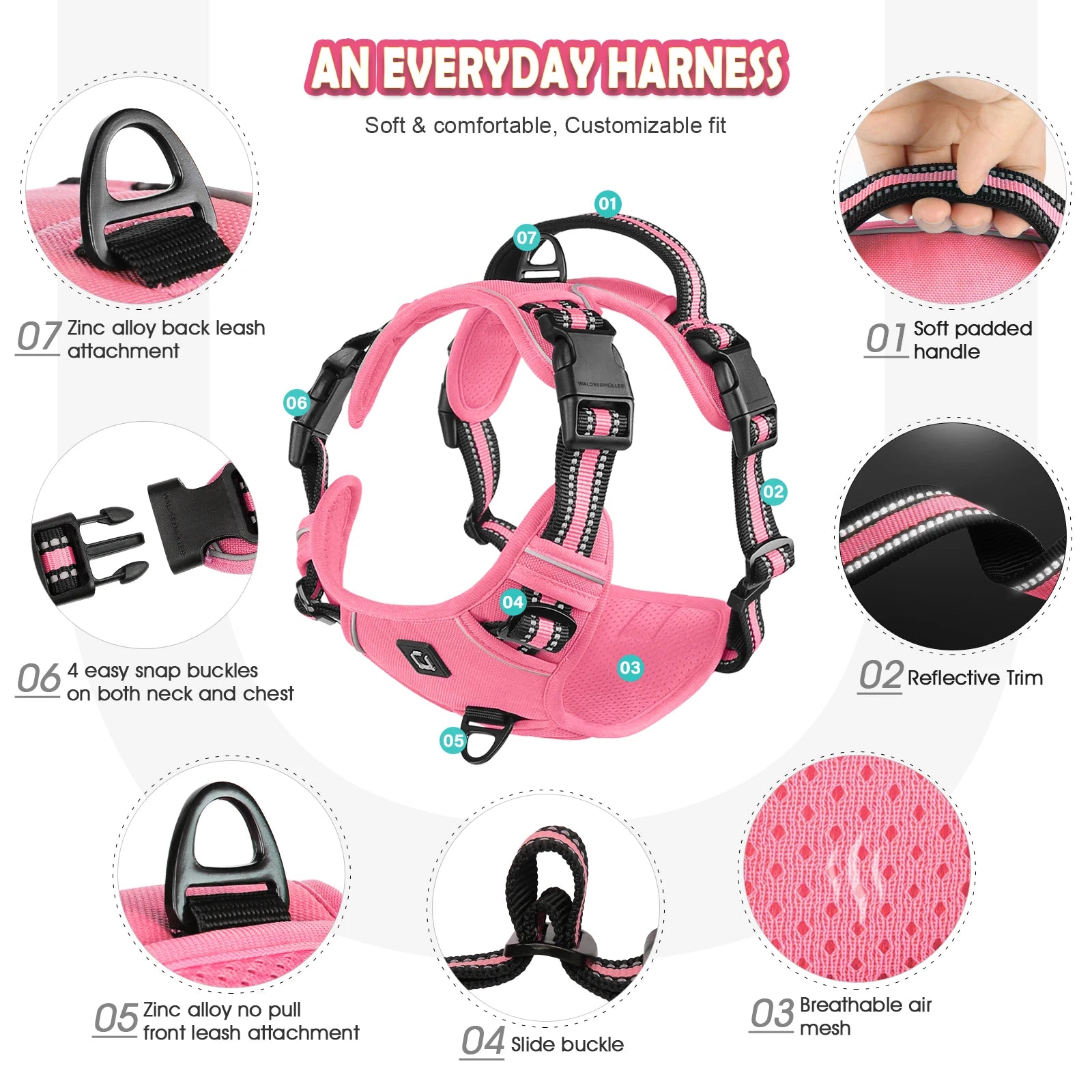 Reflective Pet Harness Combo