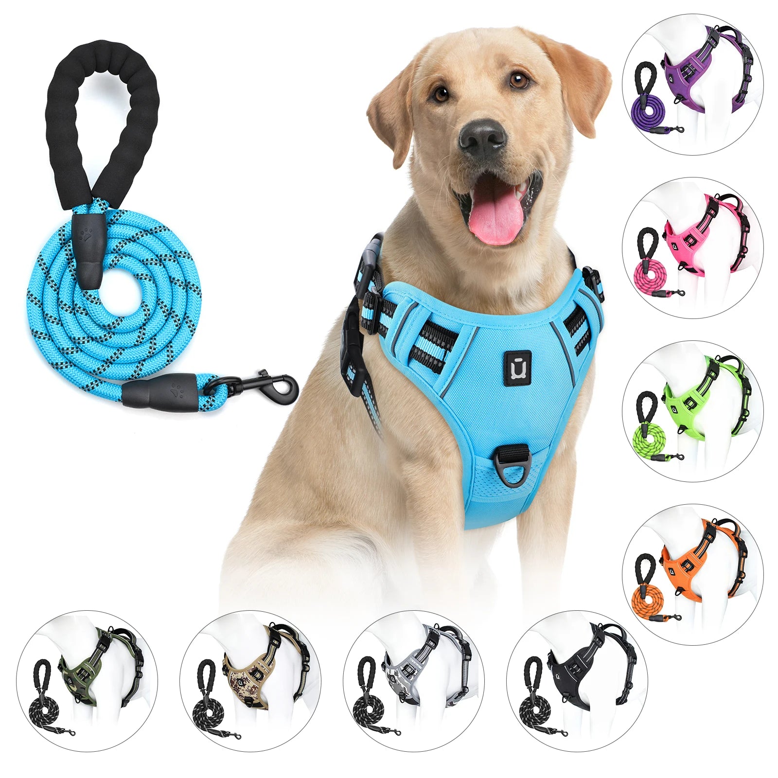 Reflective Pet Harness Combo