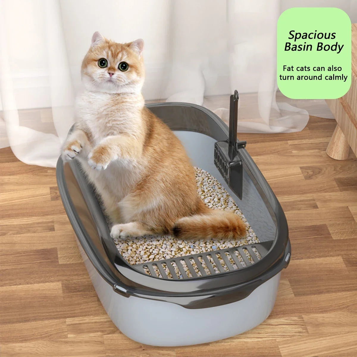 Semi-Enclosed Cat Litter Box