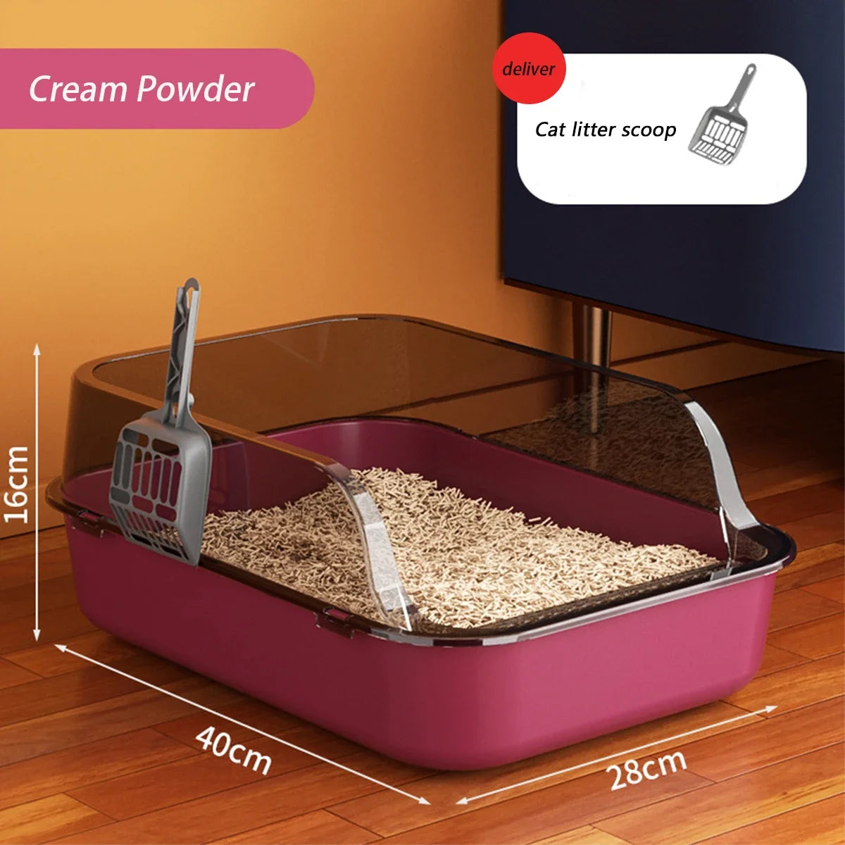Semi-Enclosed Cat Litter Box