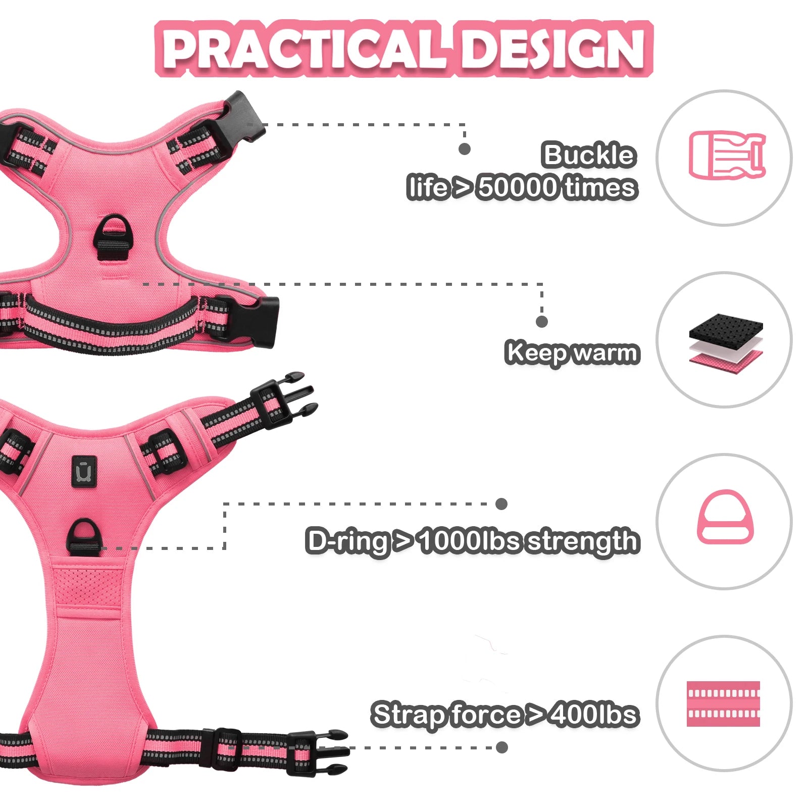 Reflective Pet Harness Combo